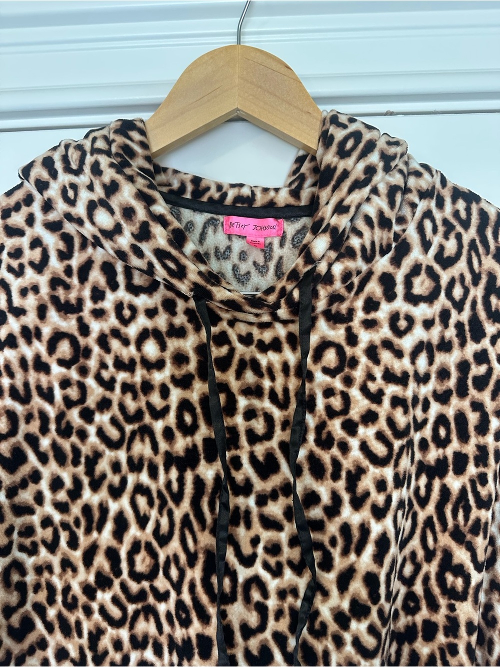 Betsey Johnson Leopard Print Hooded Top - Brown and Black